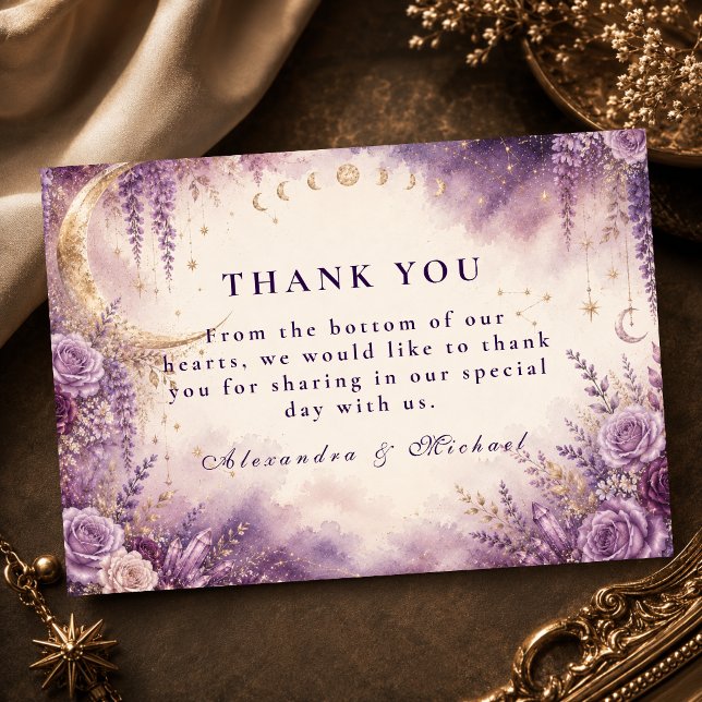 Tarjeta De Agradecimiento Boda Celestial Morada Encantada (Subido por el creador)