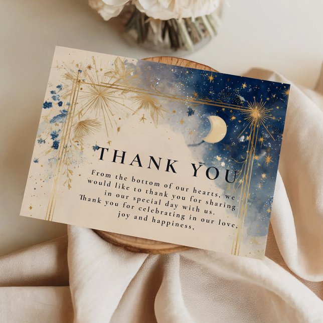 Tarjeta De Agradecimiento Boda Celestial Noche Dorada (Subido por el creador)