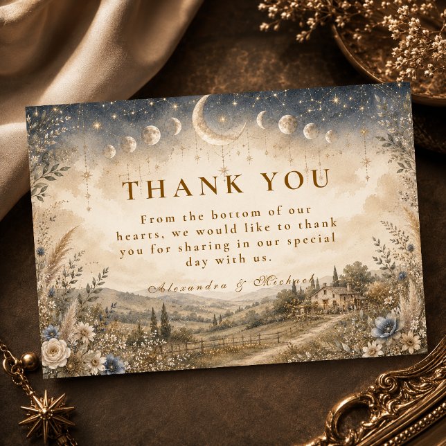 Tarjeta De Agradecimiento Boda Celestial Rústica (Subido por el creador)