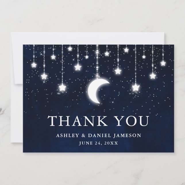Tarjeta De Agradecimiento Boda celestial Sky Moon Stars Lughts (Anverso)