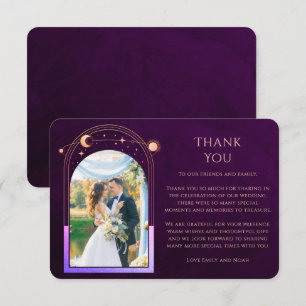 Tarjeta De Agradecimiento Boda Celestial Sol Luna Estrellas Foto Profunda Ci