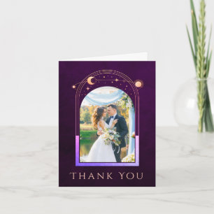 Tarjeta De Agradecimiento Boda Celestial Sol Luna Estrellas Foto Profunda Ci