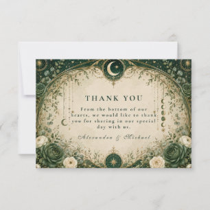 Tarjeta De Agradecimiento Boda Celestial Verde Botánico