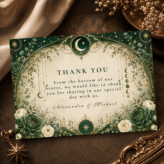 Tarjeta De Agradecimiento Boda Celestial Verde Botánico (Subido por el creador)
