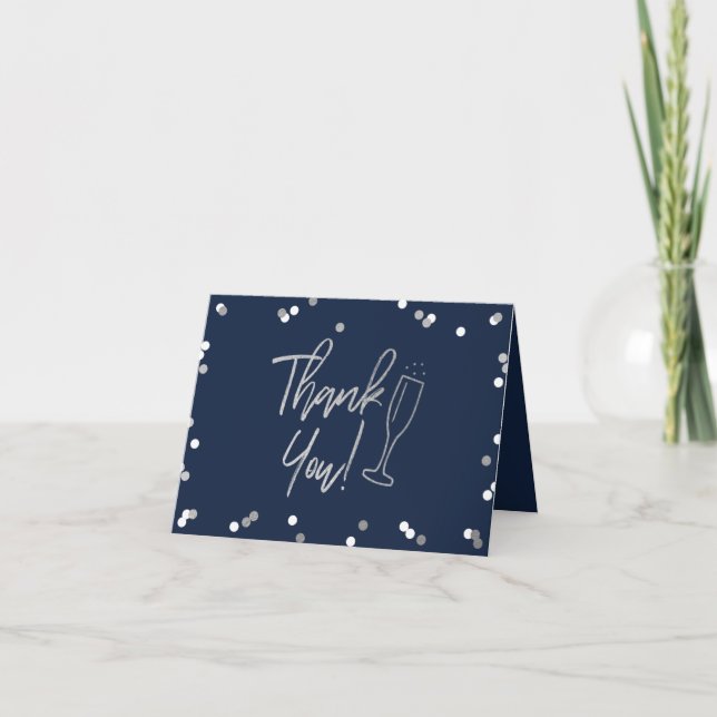 Tarjeta De Agradecimiento Boda Champagne Confetti (Anverso)