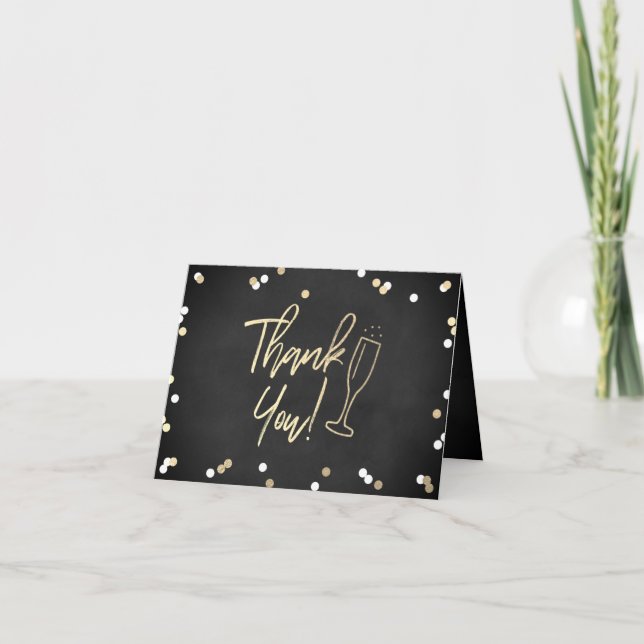 Tarjeta De Agradecimiento Boda Champagne Confetti (Anverso)