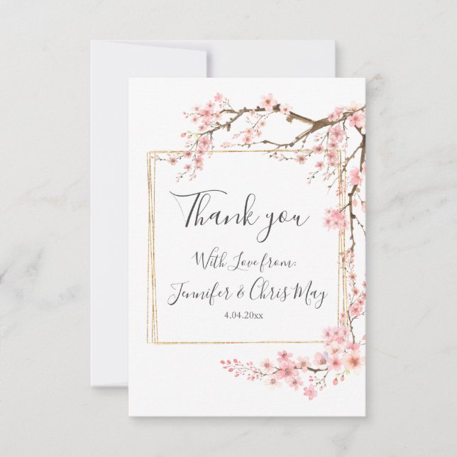 Tarjeta De Agradecimiento Boda Cherry Blossom (Anverso)