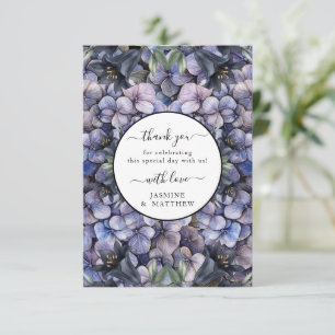 Tarjeta De Agradecimiento Boda Chic Clásica con Acuarela Floral Negra Malhum
