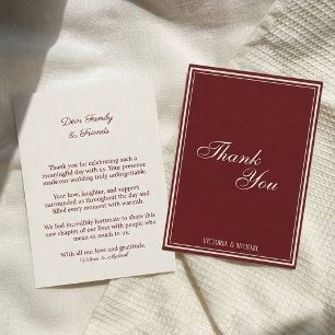 Tarjeta De Agradecimiento Boda Chic Vintage Rojo Oscuro Dinero Antiguo