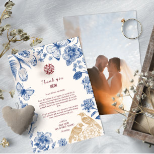 Tarjeta De Agradecimiento Boda china personalizada Magpie Doble Xi