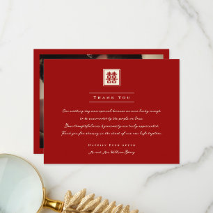 Tarjeta De Agradecimiento Boda chino clásico de doble felicidad cuadrado