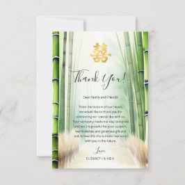Tarjeta De Agradecimiento Boda chino de Bambú