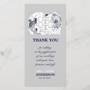 Tarjeta De Agradecimiento Boda chino moderno Fénix-Dragón Gracias