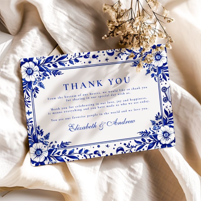 Tarjeta De Agradecimiento Boda Chinoiserie Delft Blue White (Subido por el creador)