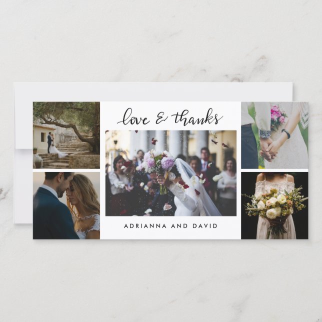 Tarjeta De Agradecimiento Boda Cinco Fotos Guión De Gracias Por Siempre (Anverso)