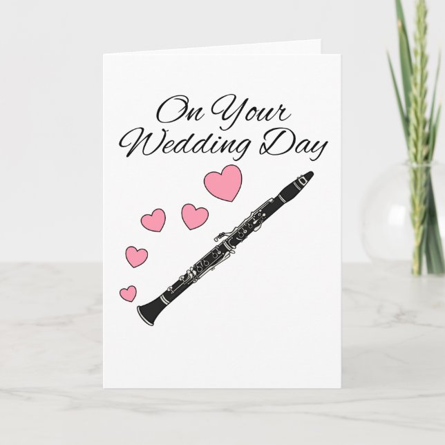 Tarjeta De Agradecimiento Boda Clarinet Card Woodwind Musist (Anverso)