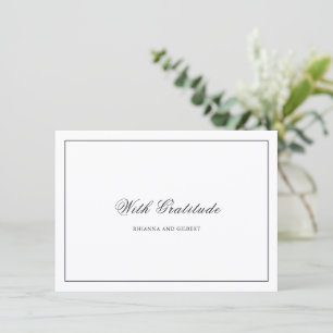 Tarjeta De Agradecimiento Boda clásica atemporal en blanco y negro en la fro