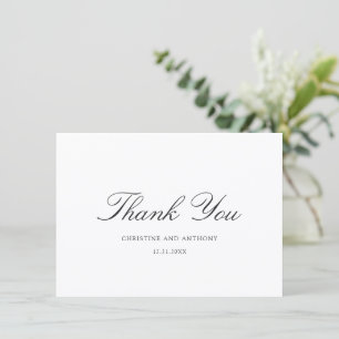 Tarjeta De Agradecimiento Boda Clásica Blanco y Negro Dinero Antiguo