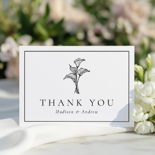 Tarjeta De Agradecimiento Boda Clásica con Lirio de Calla
