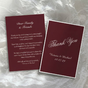 Tarjeta De Agradecimiento Boda Clásica de Dinero Antiguo Chic en Rojo Profun