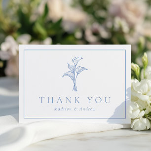 Tarjeta De Agradecimiento Boda Clásica de Lirio de Calla Azul