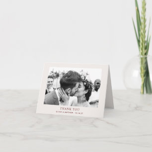 Tarjeta De Agradecimiento Boda Clásica de Marfil Suave   Foto Formal Doble