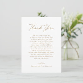 Tarjeta De Agradecimiento Boda Clásica de Oro Elegante
