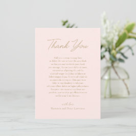 Tarjeta De Agradecimiento Boda Clásica de Rosa y Oro Elegante