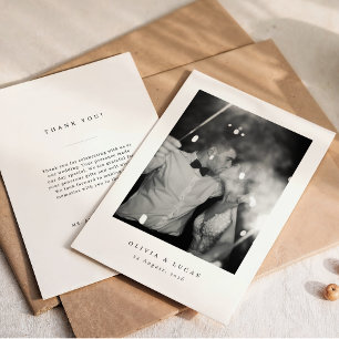 Tarjeta De Agradecimiento Boda Clásica Elegancia Blanco y Negro