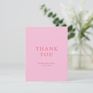 Tarjeta De Agradecimiento Boda clásica elegante de rosa y rojo