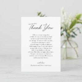 Tarjeta De Agradecimiento Boda Clásica Elegante en Blanco y Negro