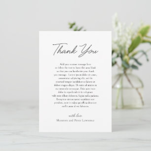 Tarjeta De Agradecimiento Boda Clásica Elegante en Blanco y Negro
