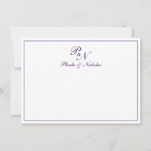 Tarjeta De Agradecimiento Boda clásica elegante púrpura real