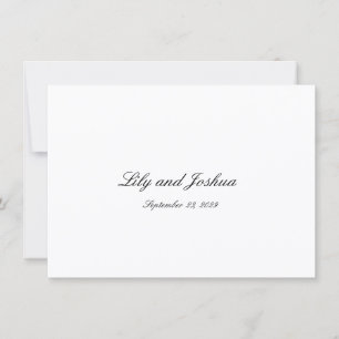 Tarjeta De Agradecimiento Boda Clásica en Blanco y Negro Atemporal