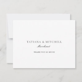 Tarjeta De Agradecimiento Boda clásica en blanco y negro elegante