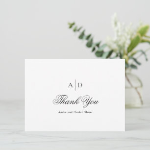 Tarjeta De Agradecimiento Boda Clásica en Blanco y Negro Limpio
