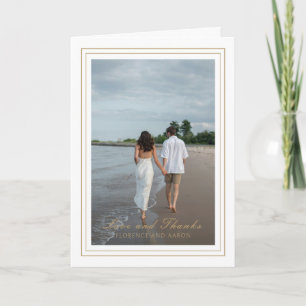 Tarjeta De Agradecimiento Boda Clásica Foto Dorada Atemporal