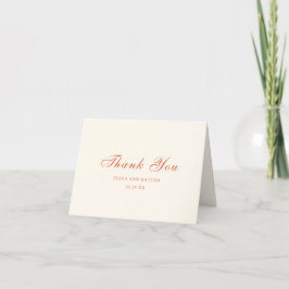 Tarjeta De Agradecimiento Boda Clásica Moderna de Terracota Elegante