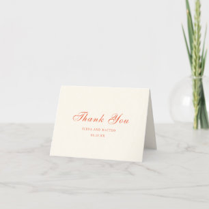 Tarjeta De Agradecimiento Boda Clásica Moderna de Terracota Elegante