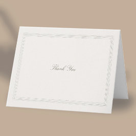 Tarjeta De Agradecimiento Boda Clásica Moderna Elegante Formal Triple Ecru