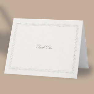 Tarjeta De Agradecimiento Boda Clásica Moderna Elegante Formal Triple Ecru