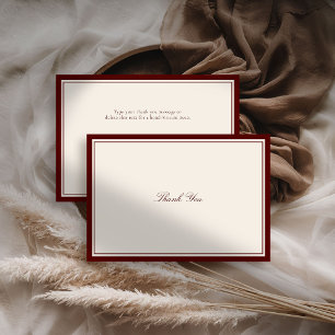Tarjeta De Agradecimiento Boda Clásica Moderna Formal de Bodega Profunda Bur