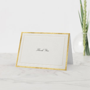 Tarjeta De Agradecimiento Boda Clásica Moderna Formal en Falso Oro Ecru