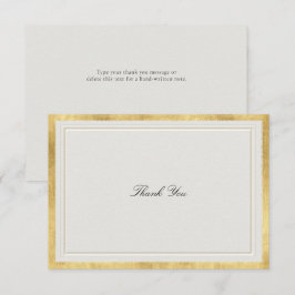Tarjeta De Agradecimiento Boda Clásica Moderna Formal en Falso Oro Ecru