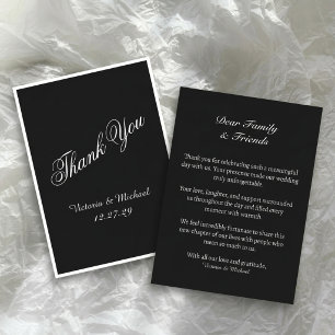 Tarjeta De Agradecimiento Boda Clásica Negra y Elegante con Dinero Antiguo c