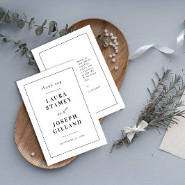 Tarjeta De Agradecimiento Boda Clásica Personalizada en Blanco y Negro