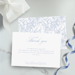 Tarjeta De Agradecimiento Boda Clásica Simple de Chinoiserie Floral Azul