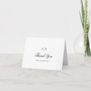 Tarjeta De Agradecimiento Boda clásico blanco y negro limpio