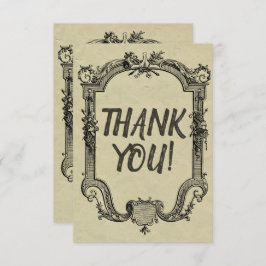 Tarjeta De Agradecimiento Boda clásico de cosecha negra verde