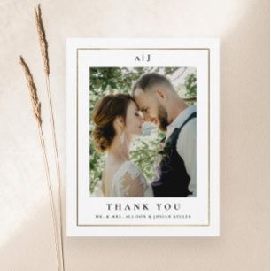 Tarjeta De Agradecimiento Boda clásico elegante